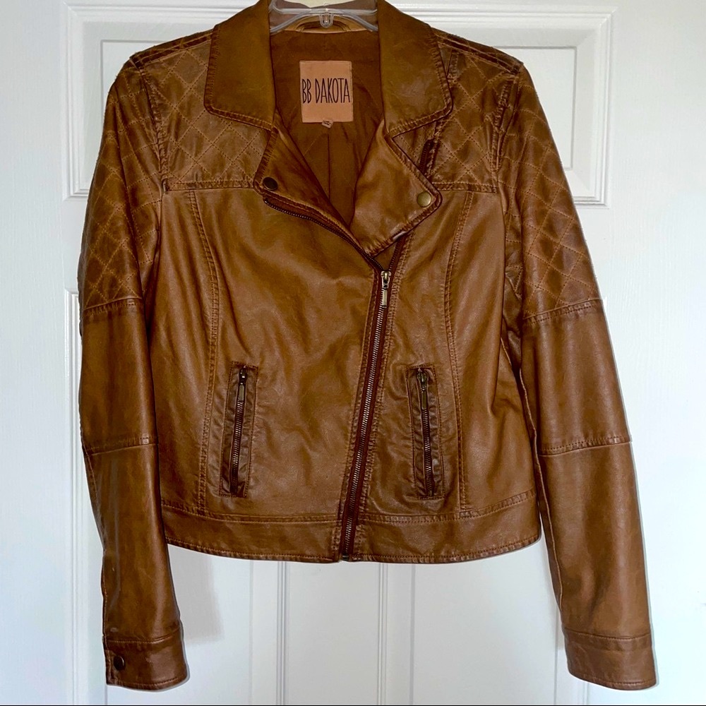 BB Dakota Cognac Moto Leather Jacket